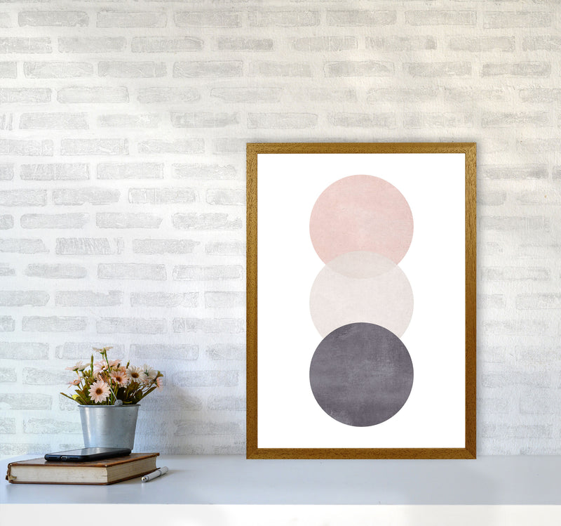 Cotton, Pink And Grey Abstract Circles Modern Print A2 Print Only