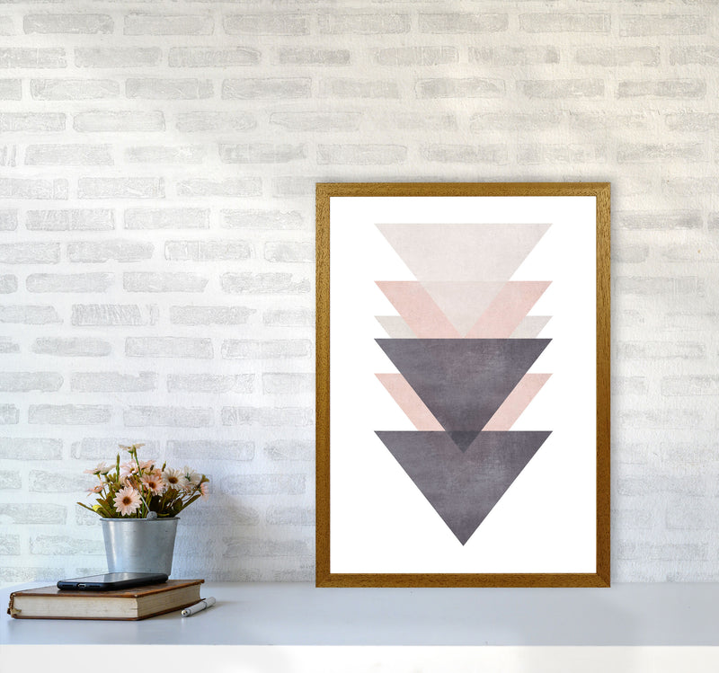 Cotton, Pink And Grey Abstract Triangles Modern Print A2 Print Only