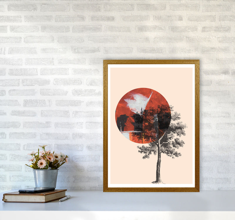 Red Sun And Tree Abstract Modern Print A2 Print Only
