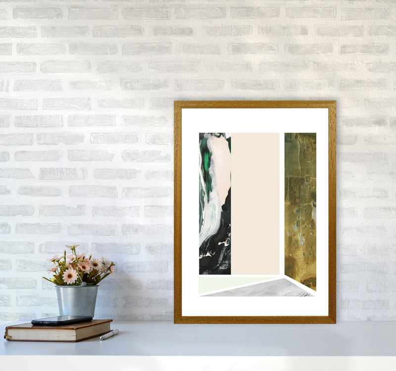 Textured Peach, Green And Grey Abstract Rectangle Shapes Modern Print A2 Print Only