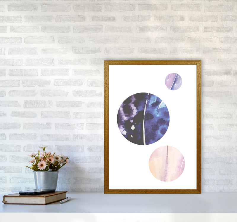 Pink And Purple Watercolour Planets Abstract Modern Print A2 Print Only