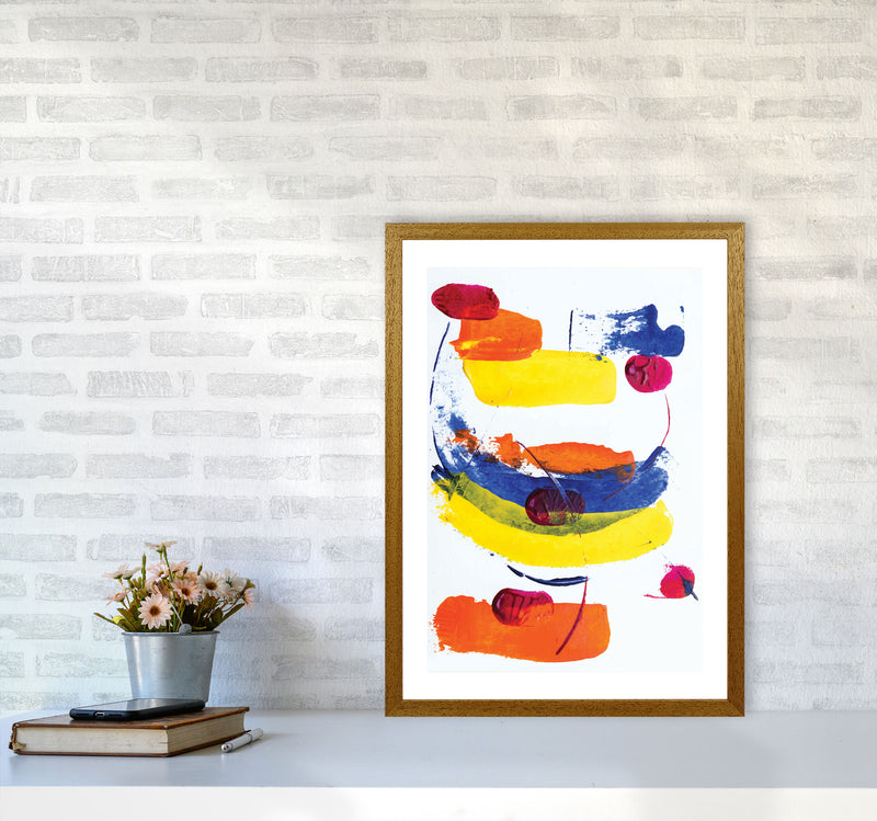 Bright Yellow, Blue and Red Abstract Paint Strokes Modern Print A2 Print Only