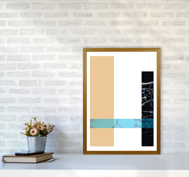 Blue Sand Abstract Rectangles Modern Print A2 Print Only