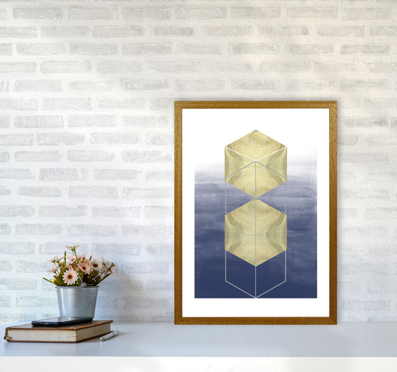 Navy And Gold Abstract Hexagons Modern Print A2 Print Only
