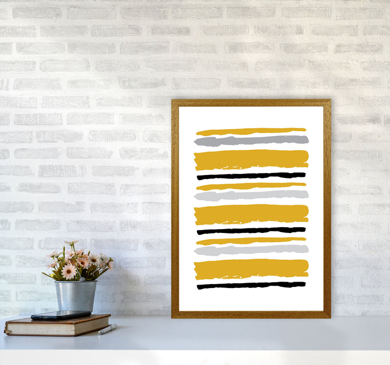 Mustard Contrast Abstract Stripes Modern Print A2 Print Only