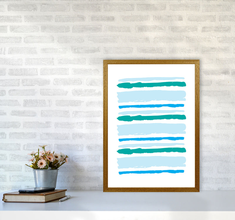 Blue Contrast Abstract Stripes Modern Print A2 Print Only