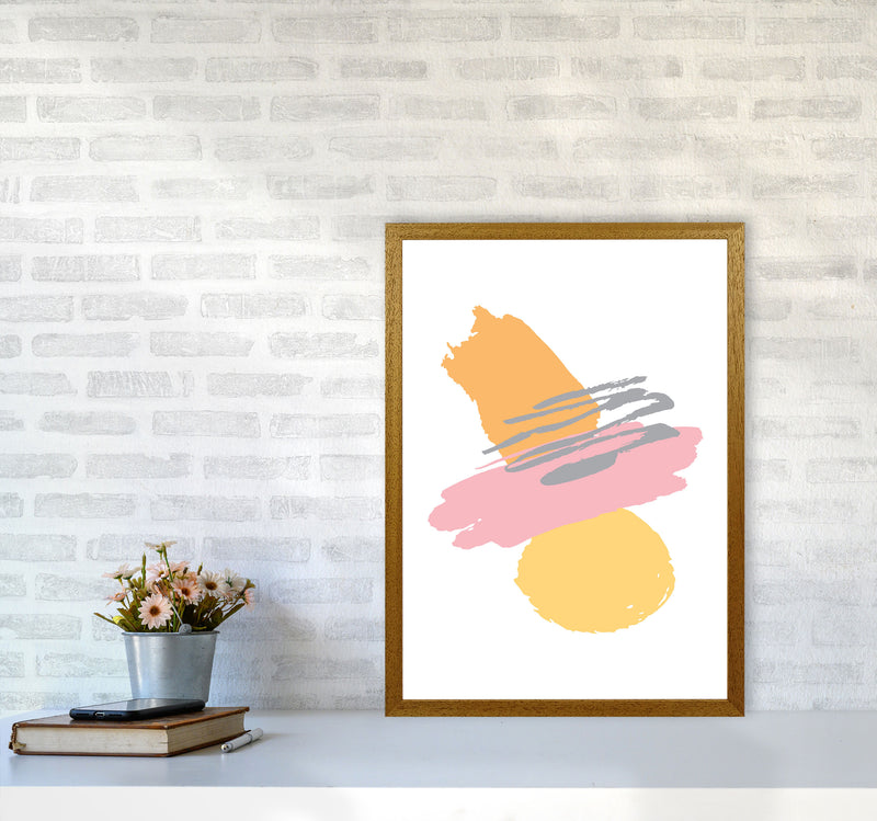 Pink And Orange Abstract Paint Shapes Modern Print A2 Print Only