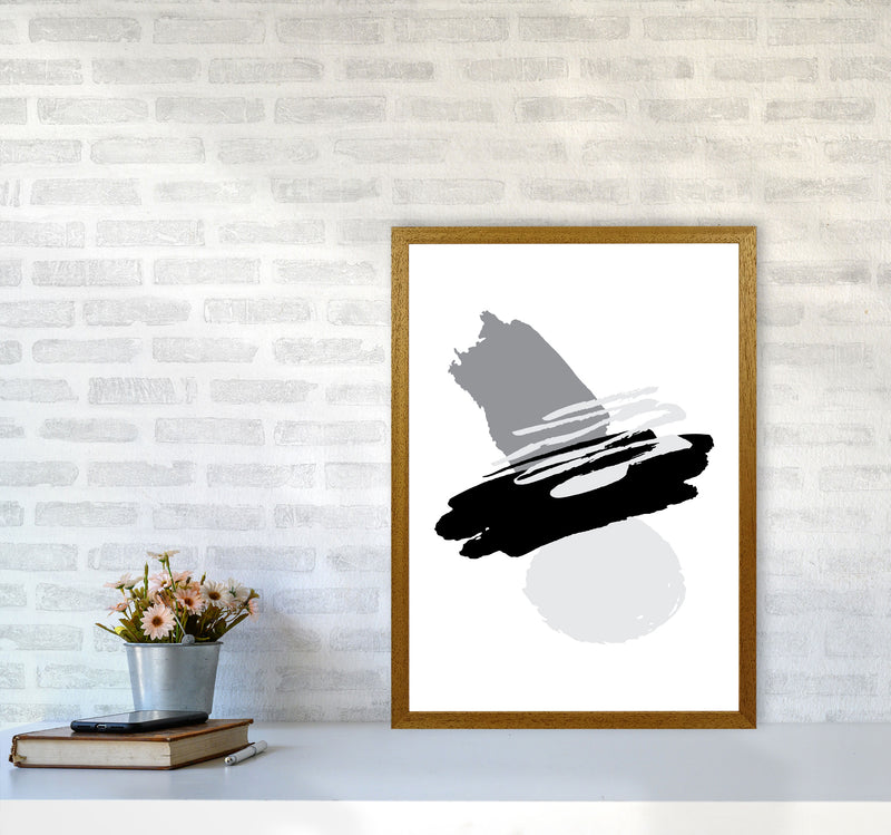 Black And Grey Abstract Paint Shapes Modern Print A2 Print Only