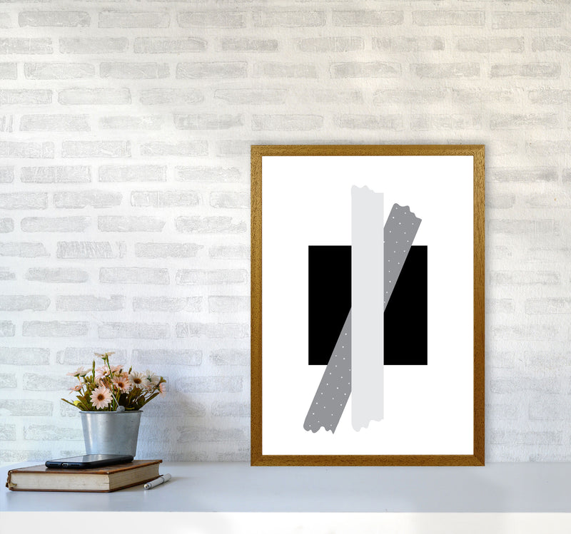 Black Square With Grey Bow Abstract Modern Print A2 Print Only