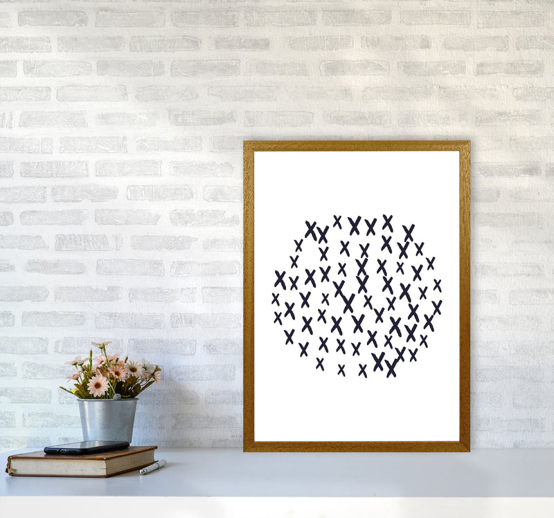 Black Crosses Circle Abstract Modern Print A2 Print Only