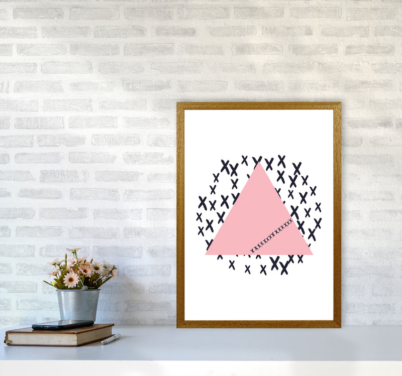 Pink Triangle With Crosses Abstract Modern Print A2 Print Only