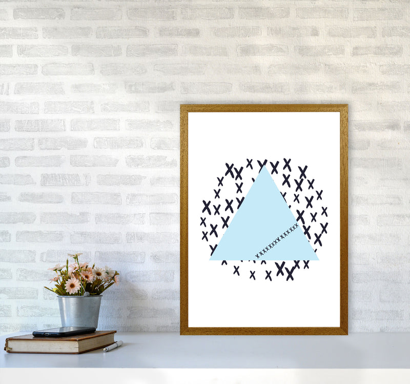Blue Triangle With Crosses Abstract Modern Print A2 Print Only