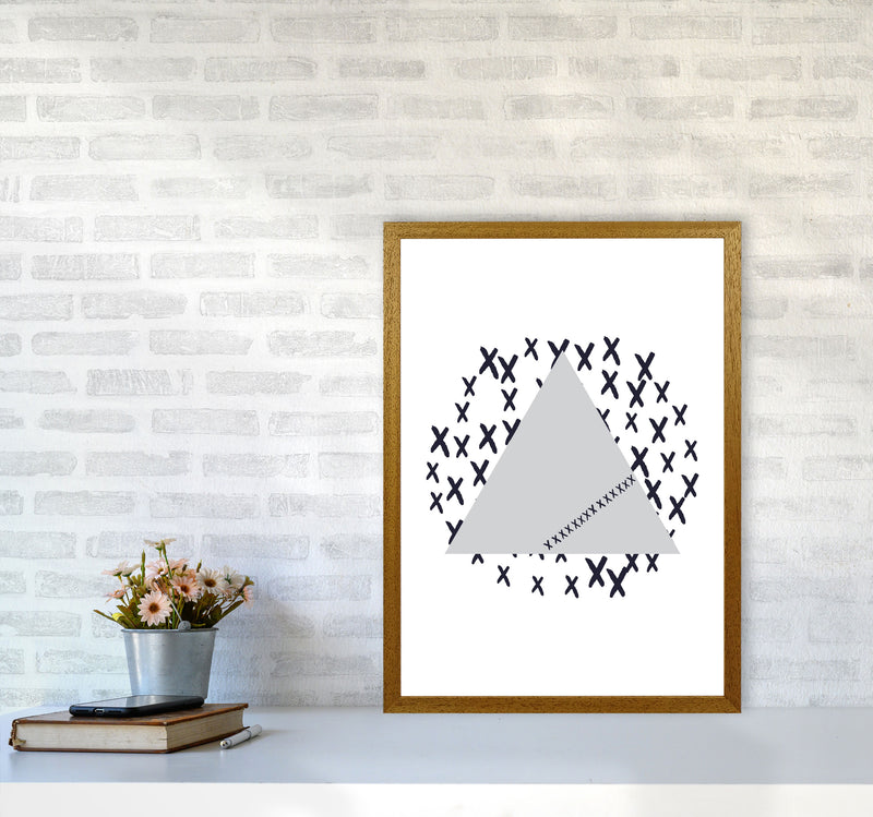 Grey Triangle With Crosses Abstract Modern Print A2 Print Only