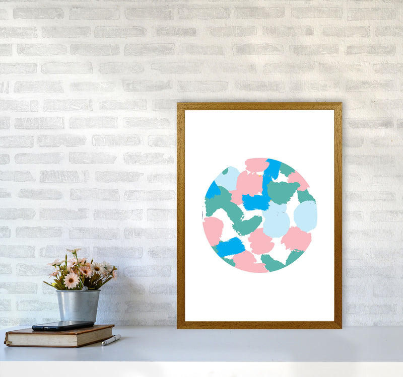 Pink And Green Paint Splodge Circle Abstract Modern Print A2 Print Only