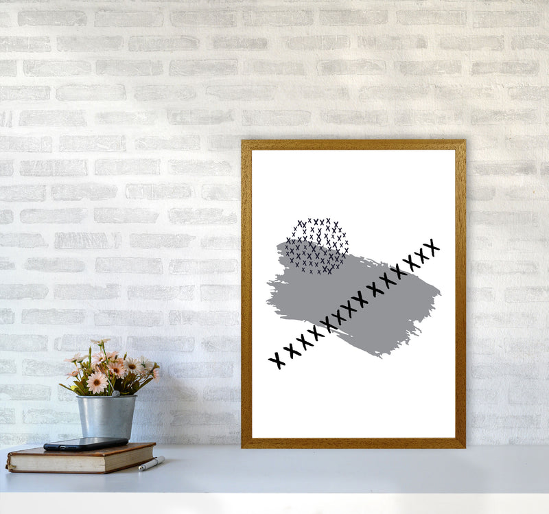 Grey X Paint Brush Abstract Modern Print A2 Print Only