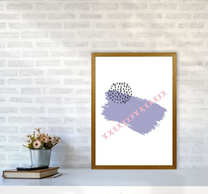 Purple X Paint Brush Abstract Modern Print A2 Print Only