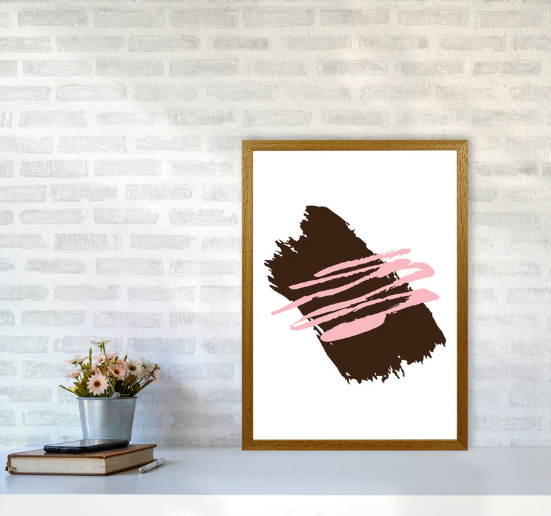 Black Jaggered Paint Brush Abstract Modern Print A2 Print Only