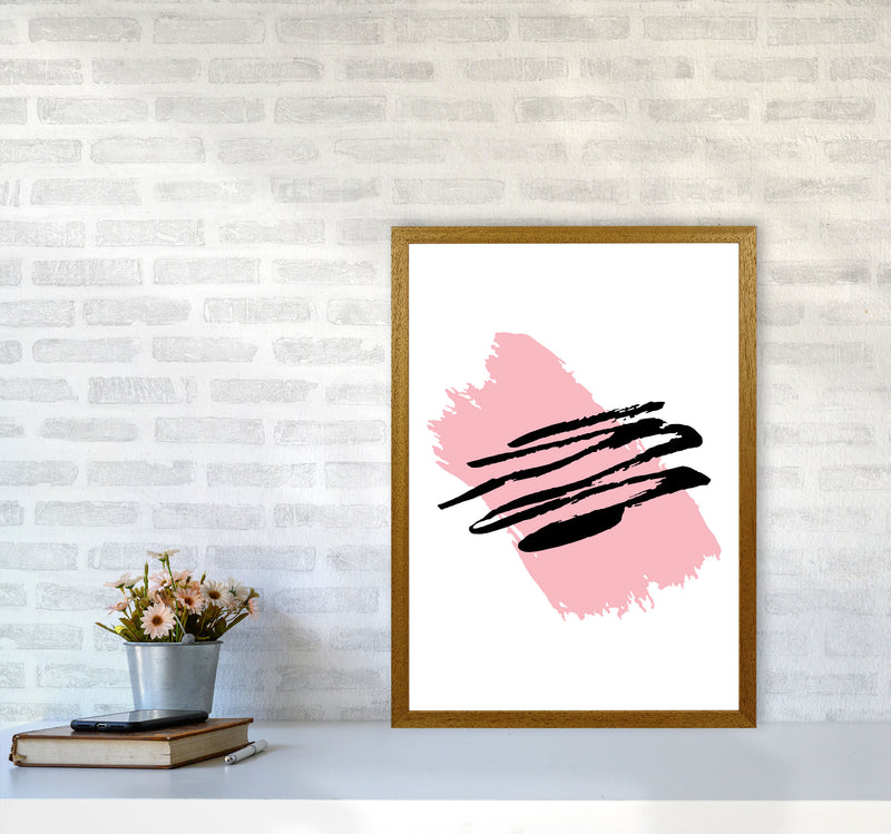 Pink Jaggered Paint Brush Abstract Modern Print A2 Print Only
