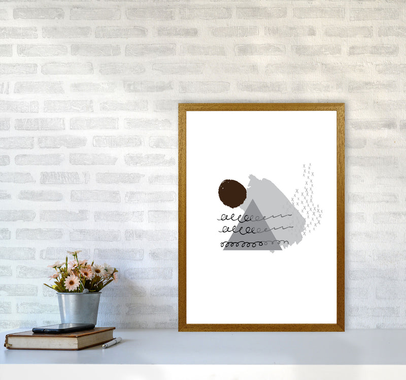Grey And Black Mountain Sun Abstract Modern Print A2 Print Only