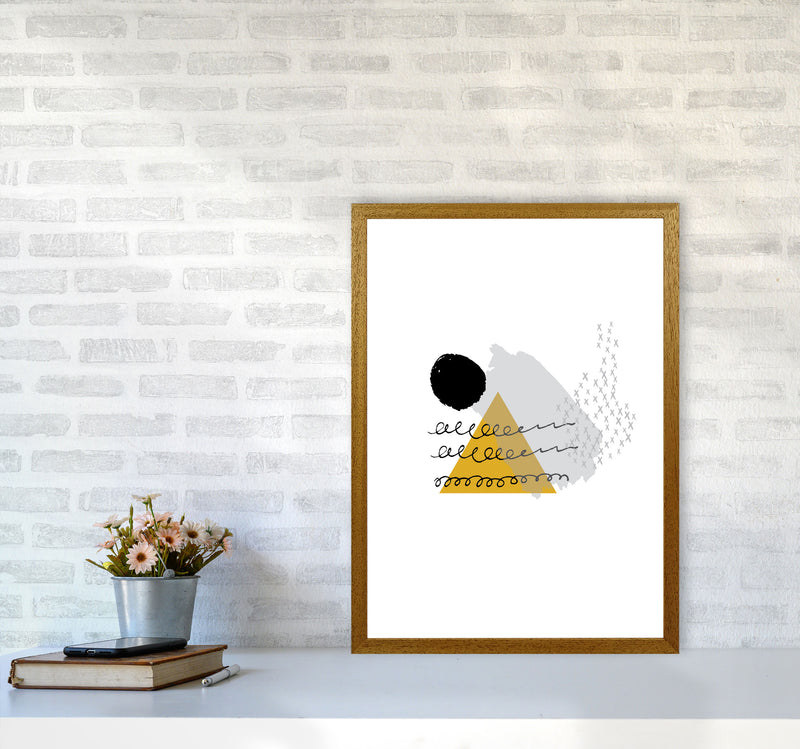 Mustard And Black Mountain Sun Abstract Modern Print A2 Print Only