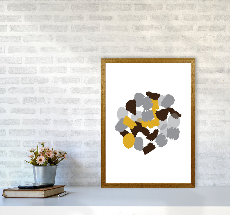 Mustard Abstract Paint Splodge Modern Print A2 Print Only