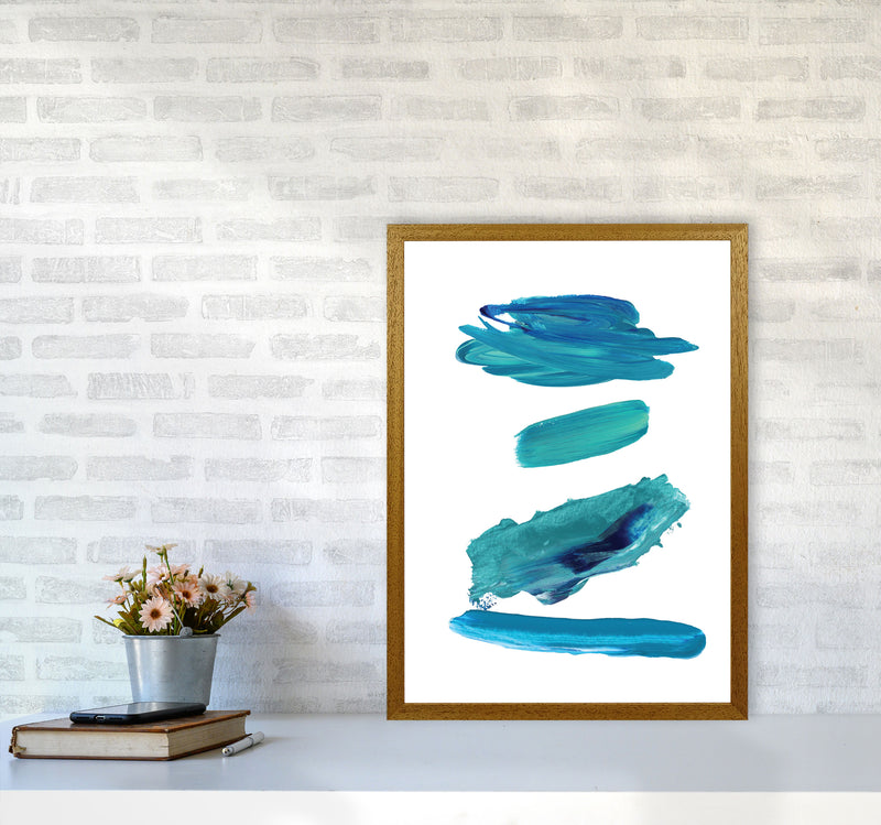 Turquoise Abstract Paint Strokes Modern Print A2 Print Only