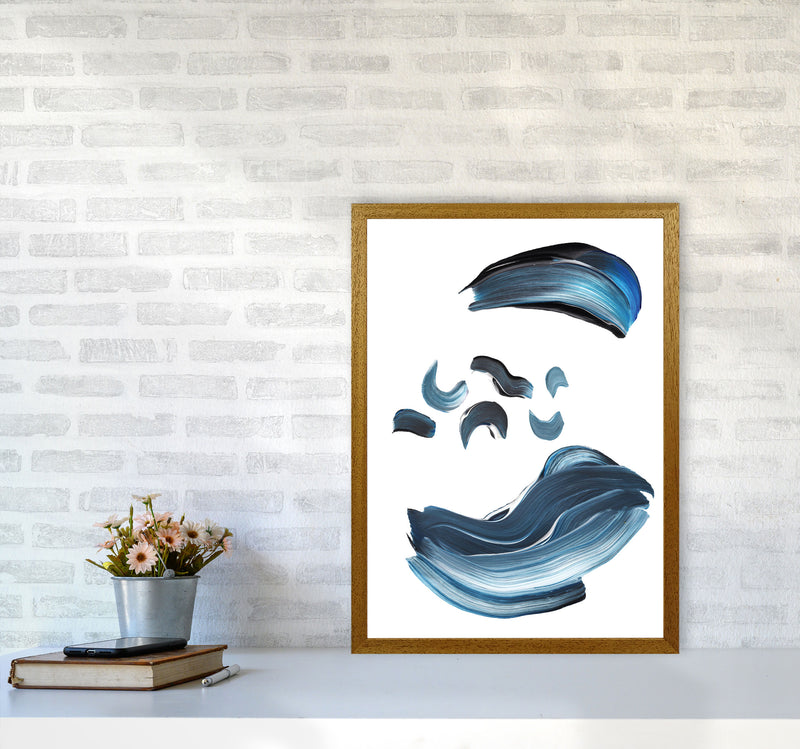 Dark Blue And Grey Abstract Paint Strokes Modern Print A2 Print Only