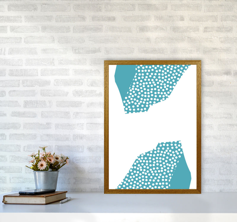 Teal Abstract Mountain Polka Modern Print A2 Print Only