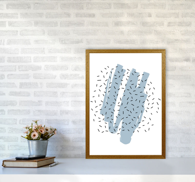 Blue Paint With Black Polka Abstract Modern Print A2 Print Only