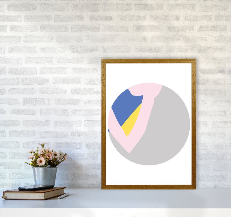 Grey, Pink And Navy Abstract Circle Modern Print A2 Print Only