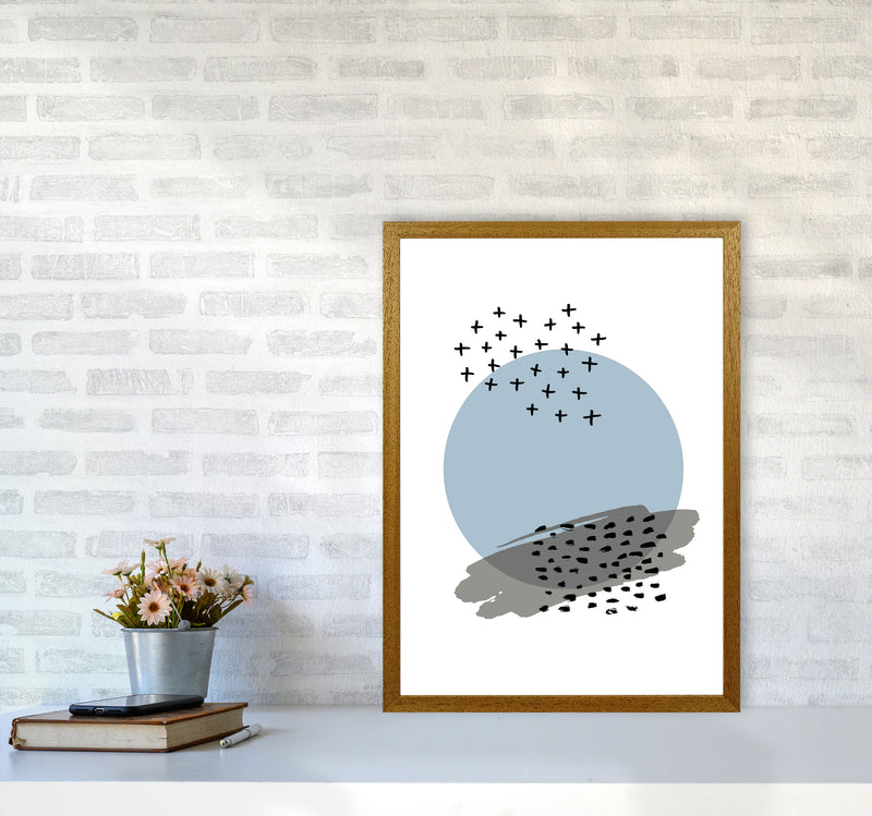 Blue Abstract Circle With Black Dashes Modern Print A2 Print Only
