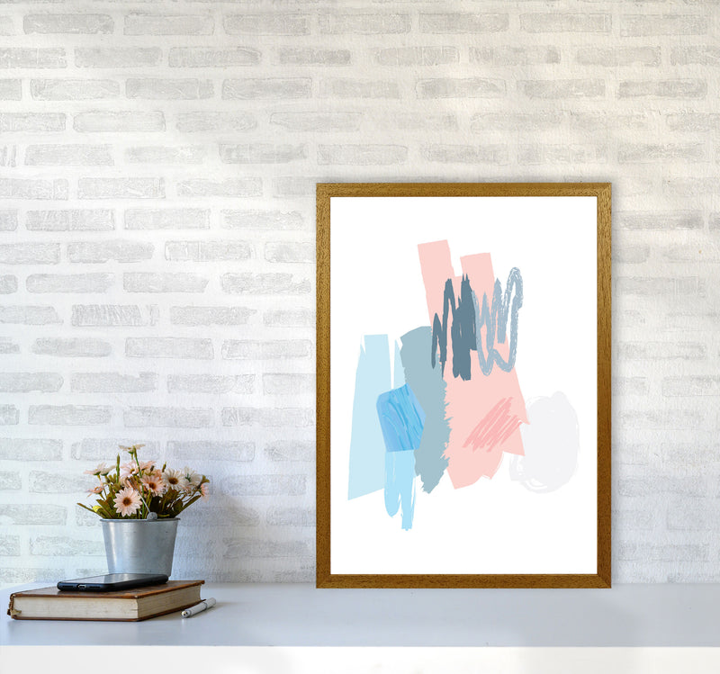 Blue And Pink Abstract Scribbles Modern Print A2 Print Only