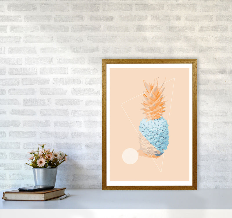 Blue And Pink Pineapple Modern Print, Framed Kitchen Wall Art A2 Print Only