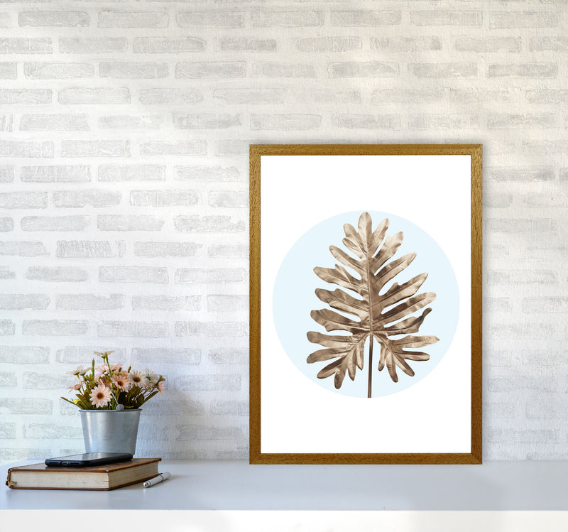 Abstract Blue Leaf Modern Print, Framed Botanical & Nature Art Print A2 Print Only