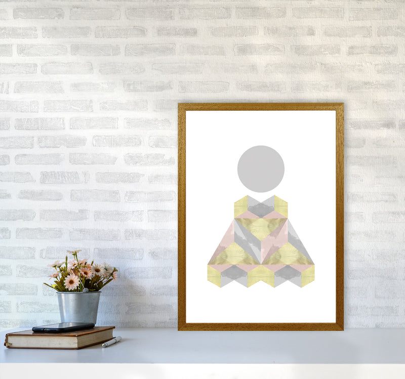Gold, Pink And Grey Abstract Shapes Modern Print A2 Print Only