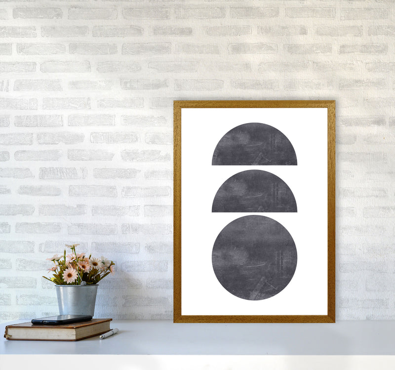 Abstract Scratched Texture Circles Modern Print A2 Print Only