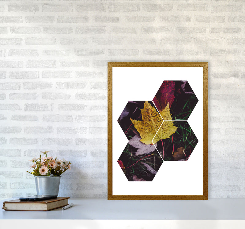 Leaf And Grass Abstract Hexagons Modern Print A2 Print Only