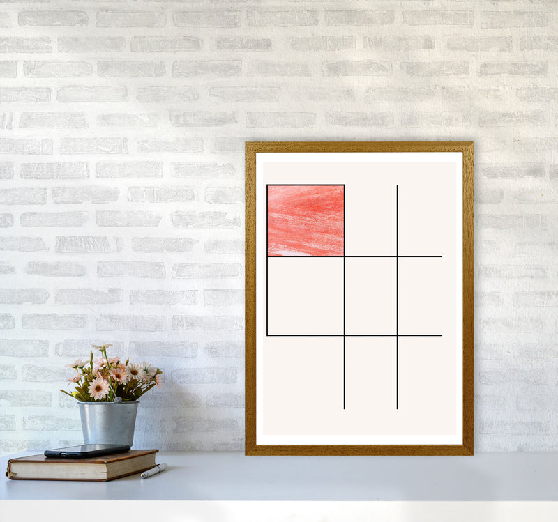 Abstract Red Crayon Geo 1 Modern Print A2 Print Only