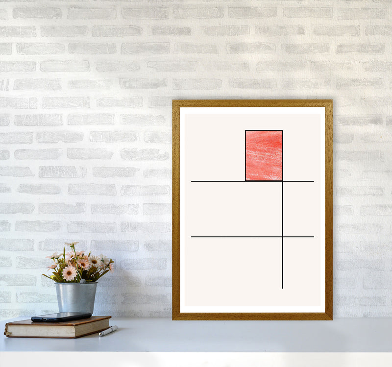 Abstract Red Crayon Geo 2 Modern Print A2 Print Only