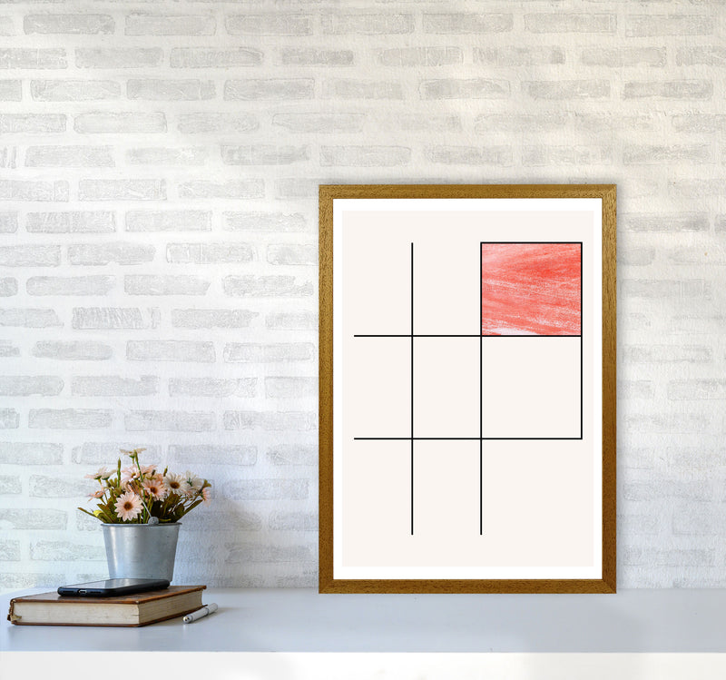 Abstract Red Crayon Geo 3 Modern Print A2 Print Only