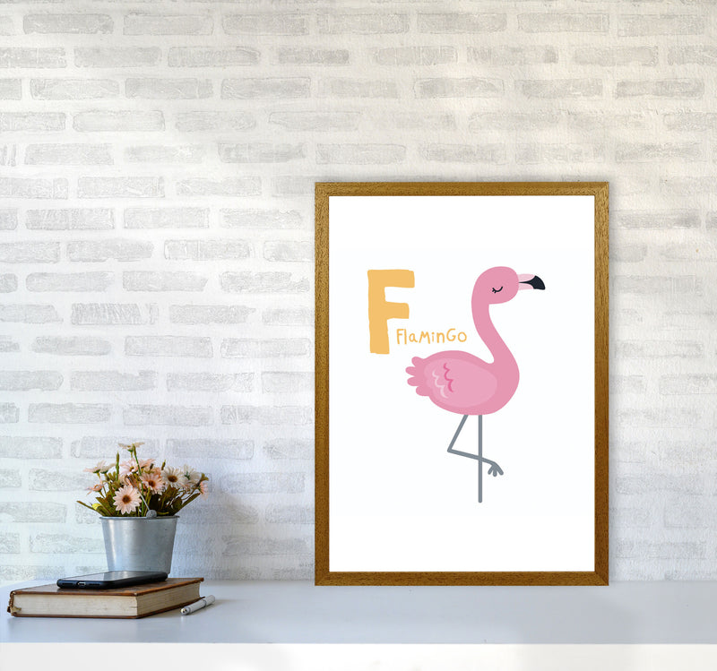 Alphabet Animals, F Is For Flamingo Framed Nursey Wall Art Print A2 Print Only