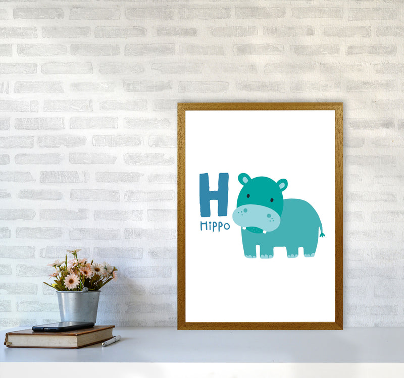 Alphabet Animals, H Is For Hippo Framed Nursey Wall Art Print A2 Print Only