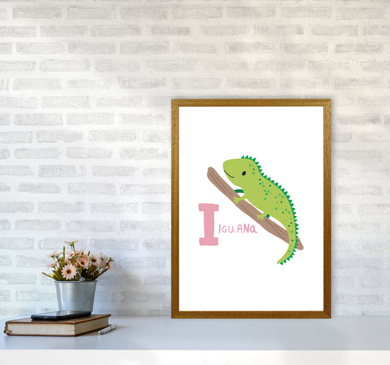 Alphabet Animals, I Is For Iguana Framed Nursey Wall Art Print A2 Print Only