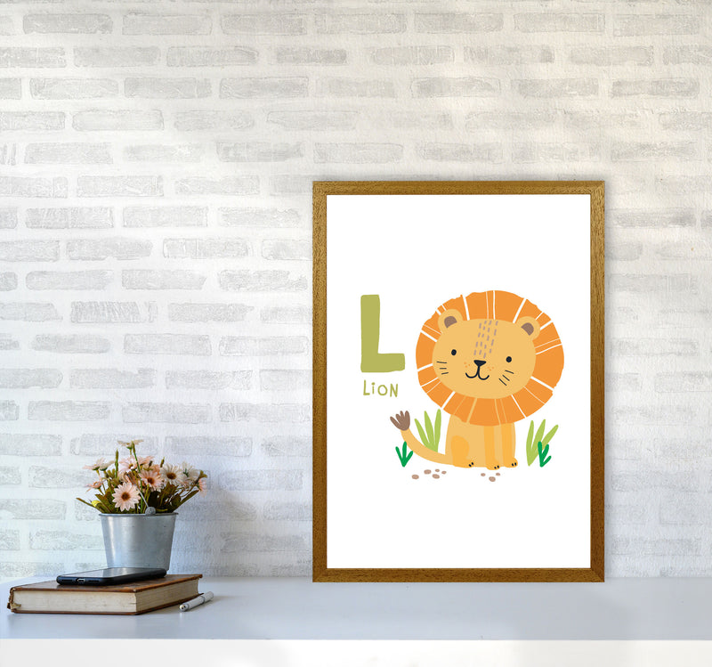 Alphabet Animals, L Is For Lion Framed Nursey Wall Art Print A2 Print Only