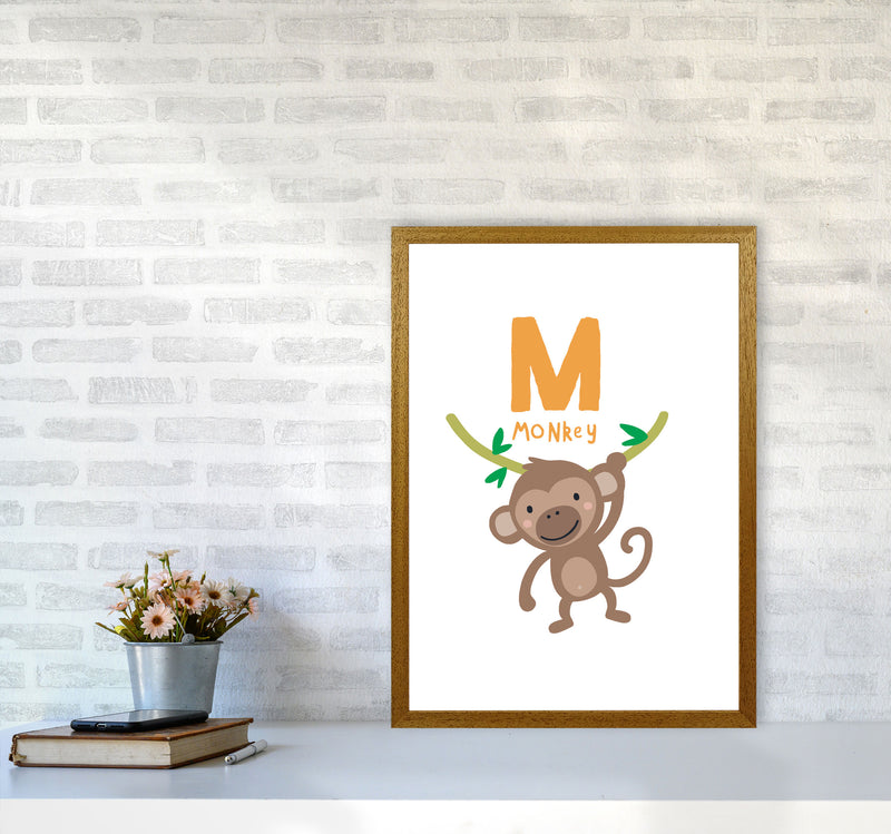 Alphabet Animals, M Is For Monkey Framed Nursey Wall Art Print A2 Print Only