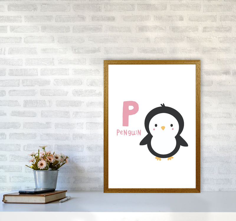 Alphabet Animals, P Is For Penguin Framed Nursey Wall Art Print A2 Print Only