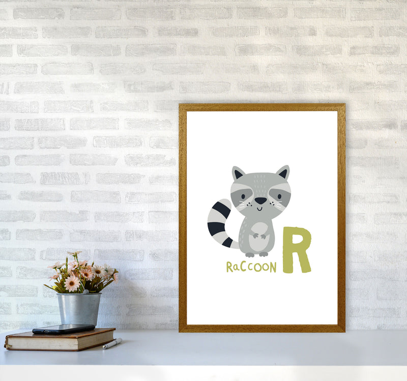 Alphabet Animals, R Is For Raccoon Framed Nursey Wall Art Print A2 Print Only