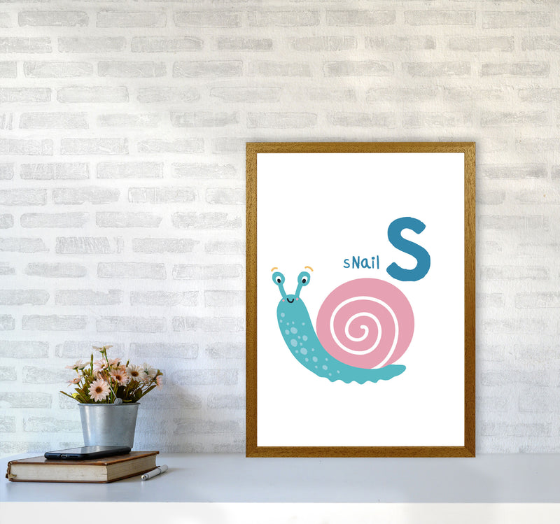 Alphabet Animals, S Is For Snail Framed Nursey Wall Art Print A2 Print Only