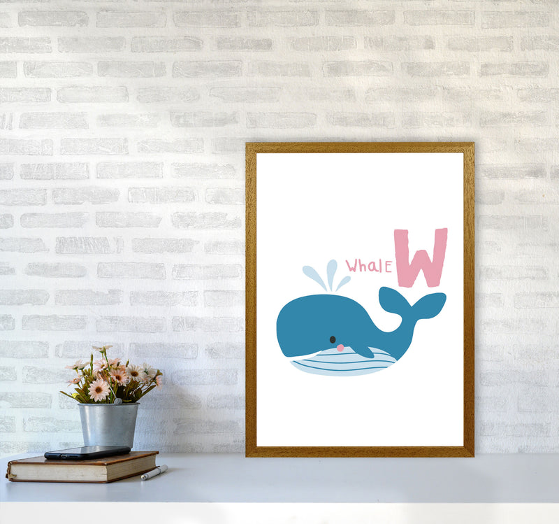 Alphabet Animals, W Is For Whale Framed Nursey Wall Art Print A2 Print Only