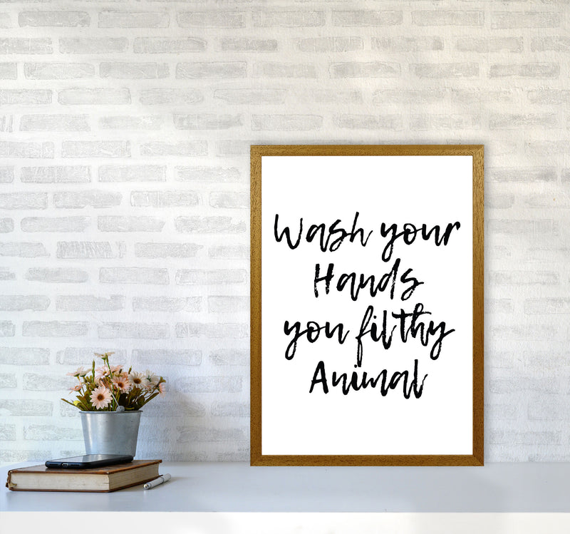 Wash Your Hands You Filthy Animal, Bathroom Modern Print, Framed Wall Art A2 Print Only